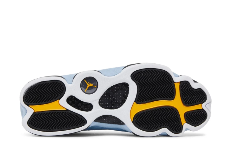 Air Jordan White and Light Blue Sneakers with Dimpled Panels