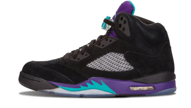 Air Jordan Black High-Top Sneakers with Purple and Teal Accents