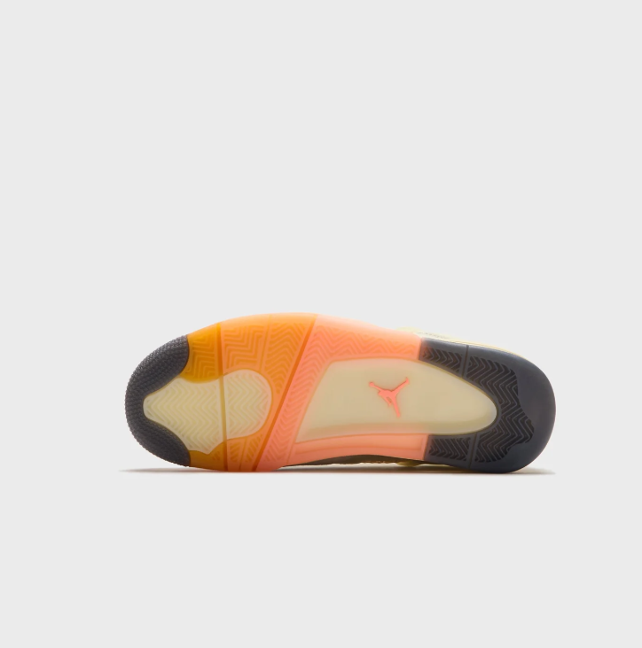 Air Jordan Cream and Light Grey Sneakers with Orange and Coral Sole Accents