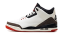 Air Jordan White Sneakers with Brown Elephant-Print Overlays and Red Outsole