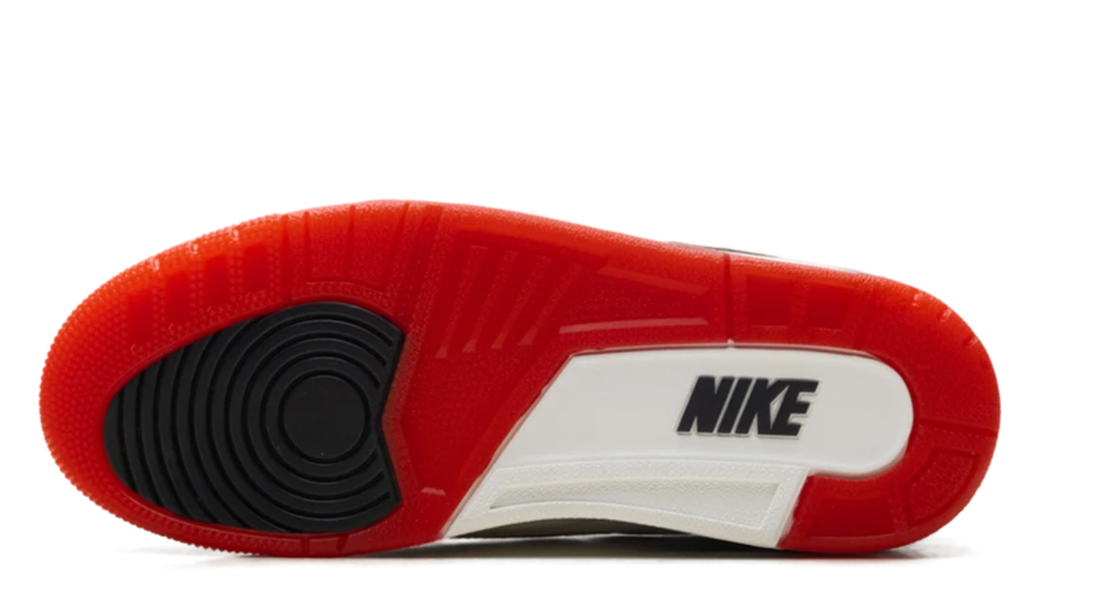 Air Jordan White Sneakers with Brown Elephant-Print Overlays and Red Outsole