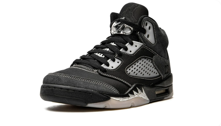 Air Jordan Black and Charcoal High-Top Sneakers with Contrast Stitching and Speckled Trim