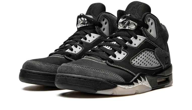 Air Jordan Black and Charcoal High-Top Sneakers with Contrast Stitching and Speckled Trim