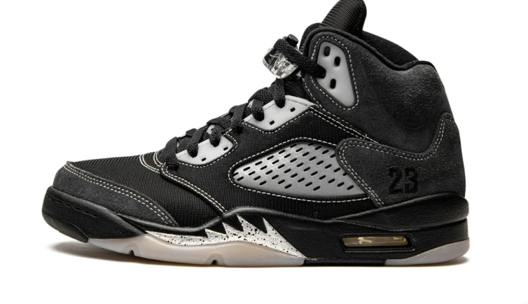 Air Jordan Black and Charcoal High-Top Sneakers with Contrast Stitching and Speckled Trim