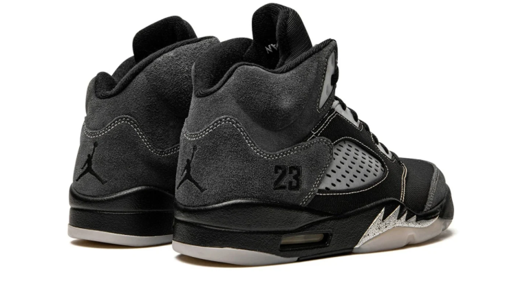 Air Jordan Black and Charcoal High-Top Sneakers with Contrast Stitching and Speckled Trim