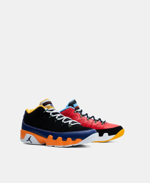 Air Jordan Multicolor Sneakers with Mismatched Red and Black Uppers