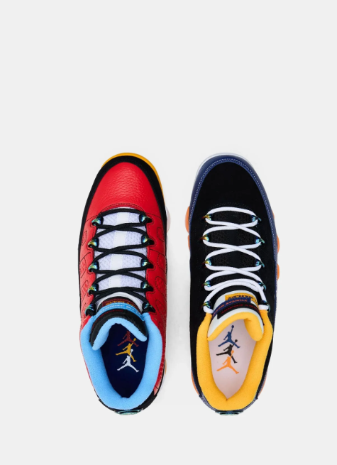 Air Jordan Multicolor Sneakers with Mismatched Red and Black Uppers
