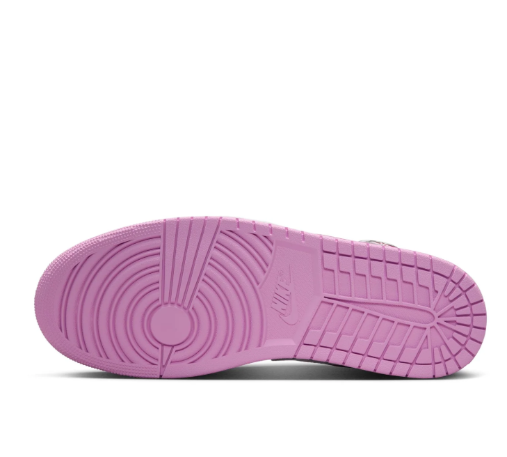 Air Jordan White and Grey Sneakers with Graphic Print and Pink Swoosh