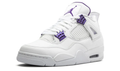 Air Jordan White Sneakers with Purple Lace Tabs and Grid Panels