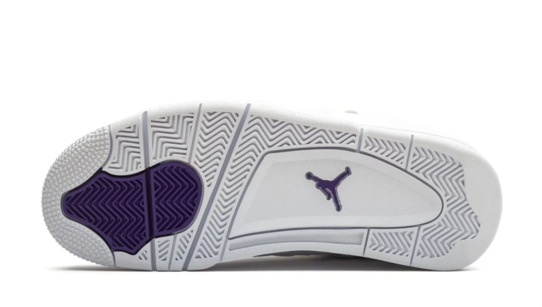 Air Jordan White Sneakers with Purple Lace Tabs and Grid Panels