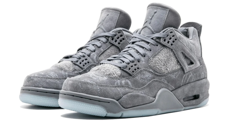 Air Jordan Grey Sneakers with Tonal Graphic Panels and Pale Blue Outsole