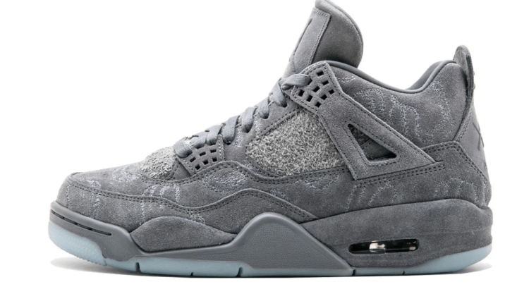 Air Jordan Grey Sneakers with Tonal Graphic Panels and Pale Blue Outsole