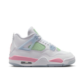 Air Jordan White Sneakers with Mint Green Grid Panels and Pink Accents