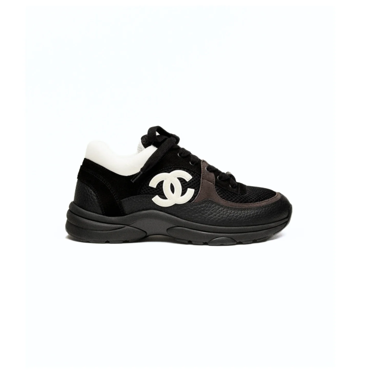 CHANEL Black and White Chunky Sneakers with Double-C Logo