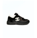 CHANEL Black and White Chunky Sneakers with Double-C Logo