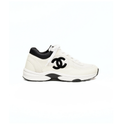 CHANEL Cream White and Black Sneakers with Double-C Logo