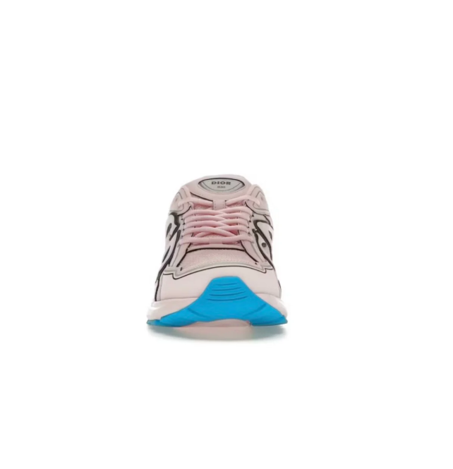 Dior Blush Pink Chunky Sneakers with CD Logo and Blue Sole Accents