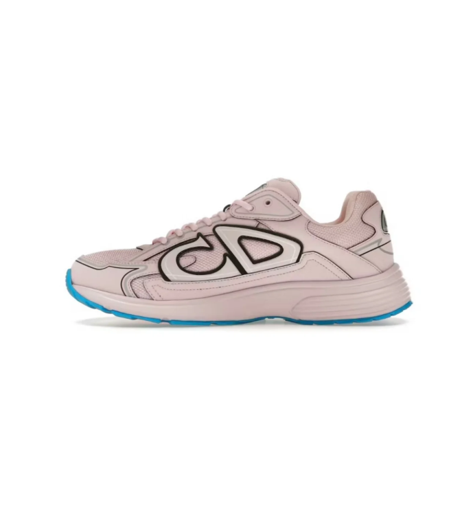Dior Blush Pink Chunky Sneakers with CD Logo and Blue Sole Accents