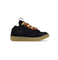 Black Low-Top Sneakers with Multicolor Patterned Laces and Gum-Colored Sole