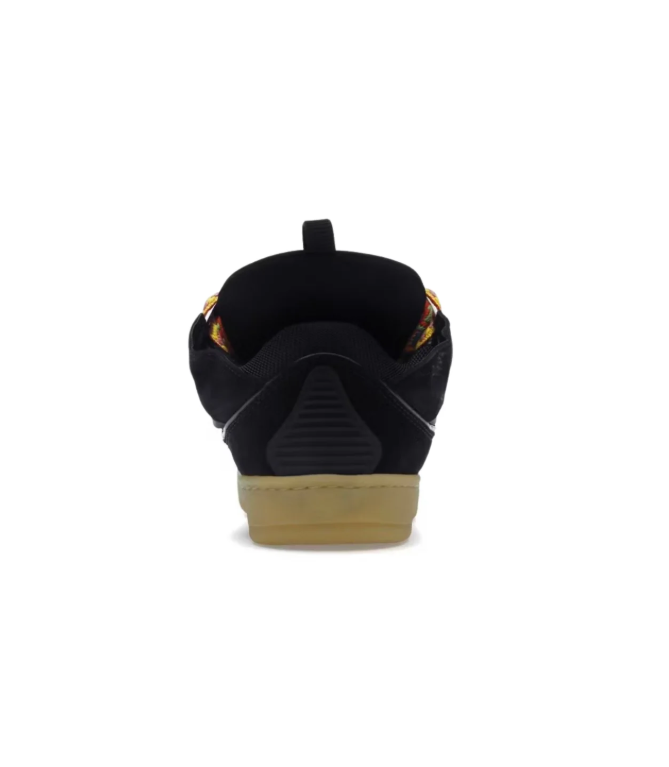 Black Low-Top Sneakers with Multicolor Patterned Laces and Gum-Colored Sole