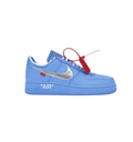 Blue Low-Top Sneakers with Metallic Silver Swoosh and Red Zip-Tie Detail