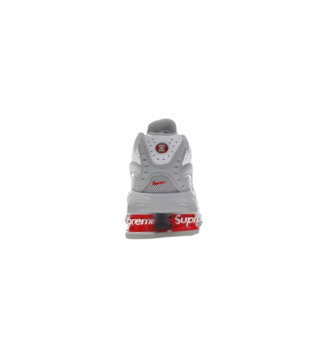 Nike x Supreme Grey and White Sneakers with Red Heel Columns