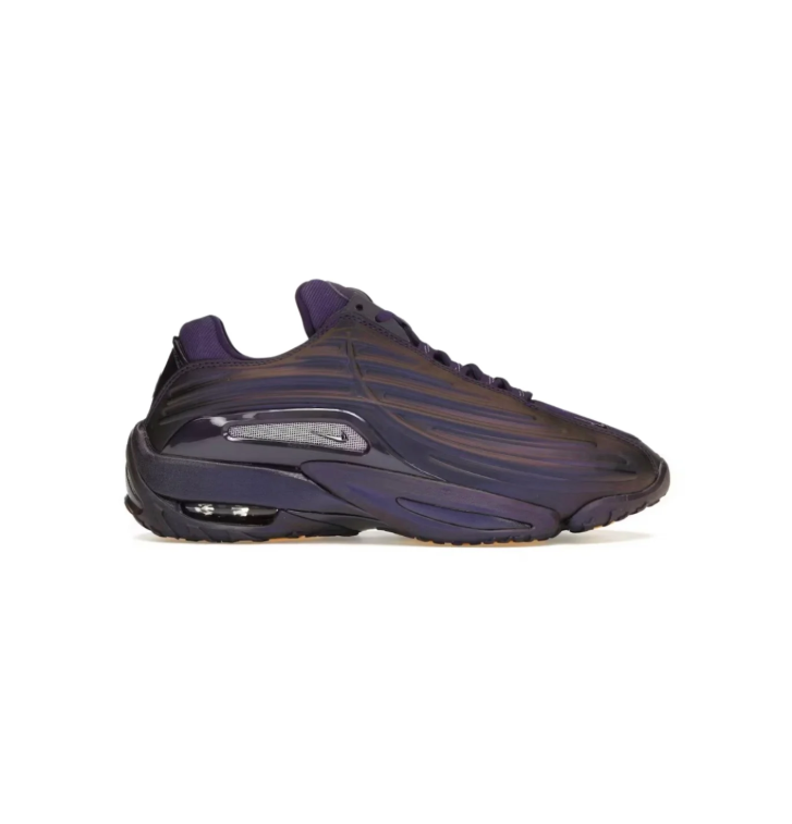 Nike Dark Purple Sneakers with Wave Panels and Yellow Outsole Accents