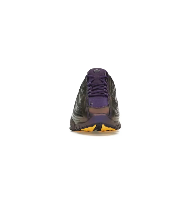 Nike Dark Purple Sneakers with Wave Panels and Yellow Outsole Accents