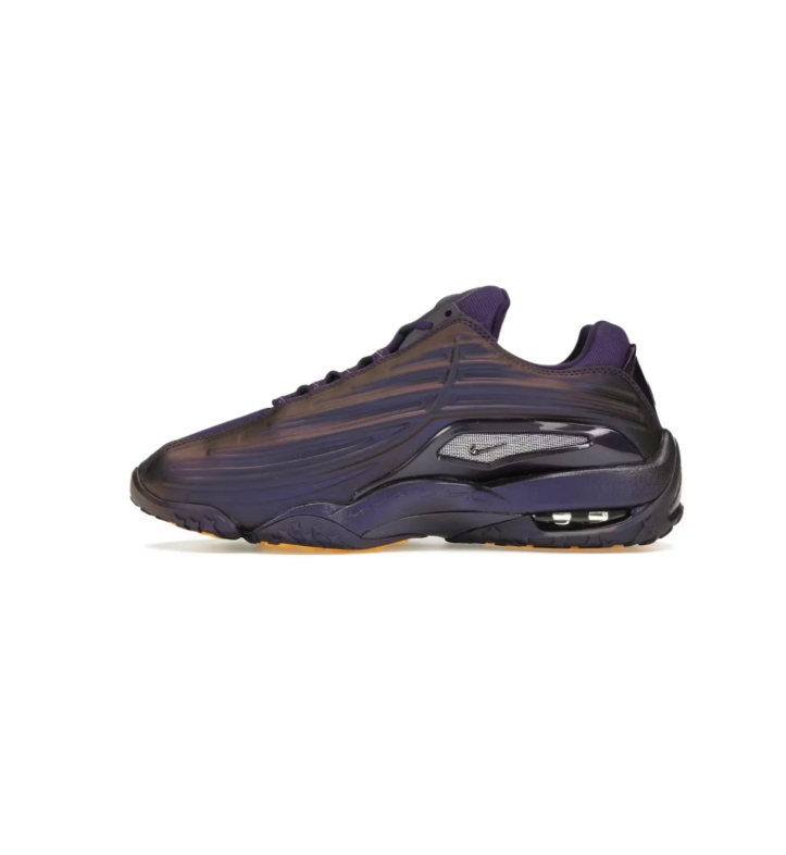 Nike Dark Purple Sneakers with Wave Panels and Yellow Outsole Accents