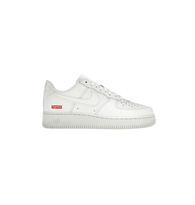 Nike x Supreme White Low-Top Sneakers with Red Box Logo
