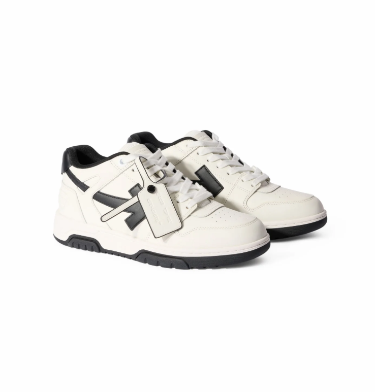 Off-White White and Black Low-Top Sneakers with Arrow Logo