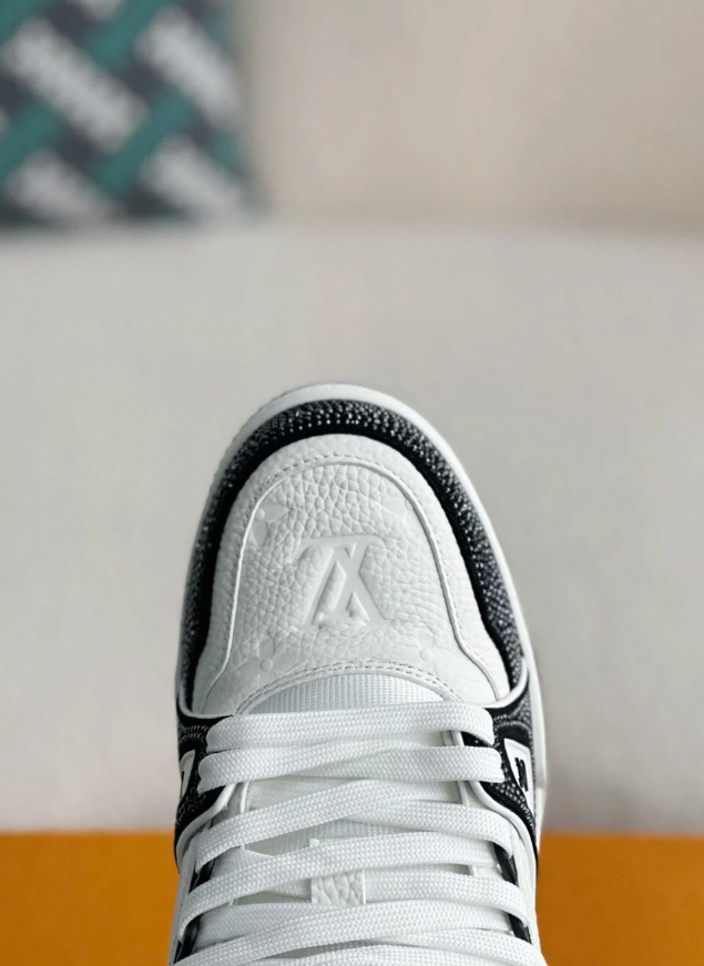 Louis Vuitton Black and White Low-Top Sneakers with Sparkling Trim
