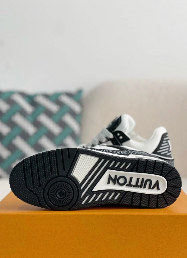 Louis Vuitton Black and White Low-Top Sneakers with Sparkling Trim