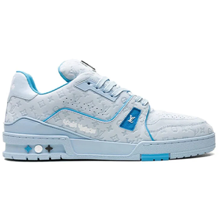 Louis Vuitton Light Blue Monogram Sneakers with Turquoise Accents