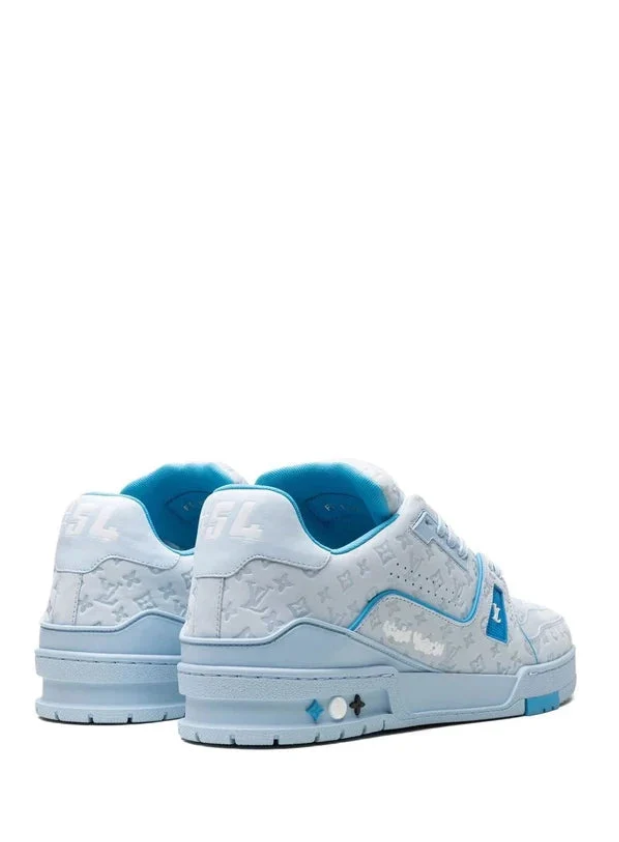 Louis Vuitton Light Blue Monogram Sneakers with Turquoise Accents
