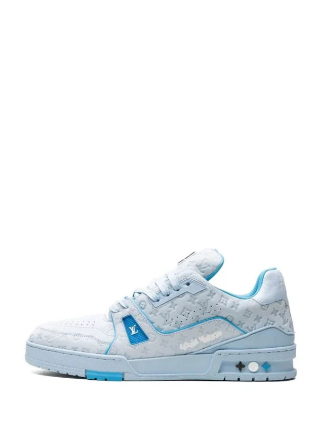 Louis Vuitton Light Blue Monogram Sneakers with Turquoise Accents