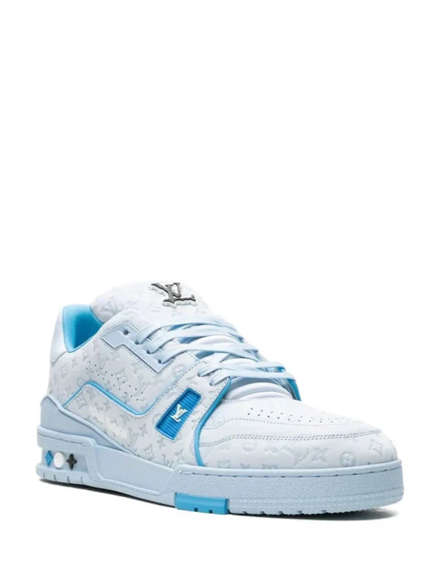 Louis Vuitton Light Blue Monogram Sneakers with Turquoise Accents