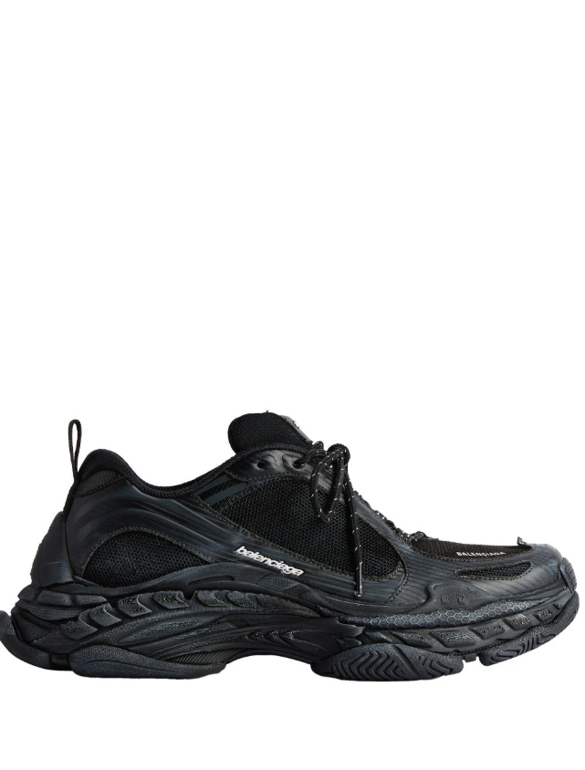 Balenciaga Black Track Sneakers with Layered Panels and Chunky Sole