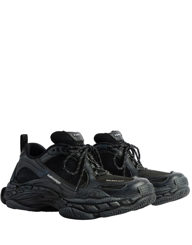 Balenciaga Black Track Sneakers with Layered Panels and Chunky Sole