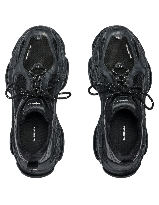 Balenciaga Black Track Sneakers with Layered Panels and Chunky Sole