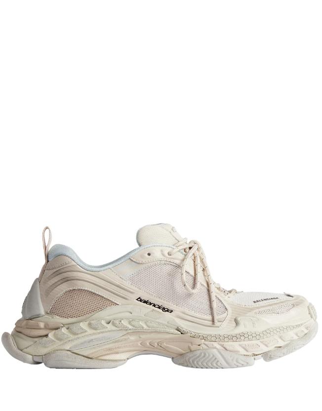 Balenciaga Cream and Beige Sneakers with Layered Mesh Panels and Chunky Sole