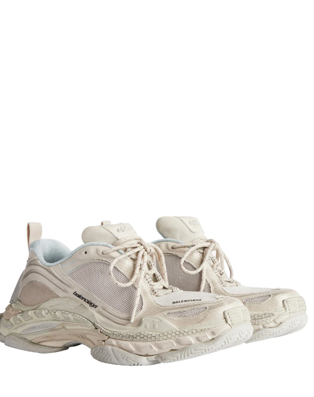 Balenciaga Cream and Beige Sneakers with Layered Mesh Panels and Chunky Sole