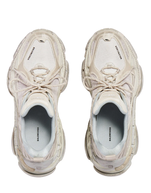 Balenciaga Cream and Beige Sneakers with Layered Mesh Panels and Chunky Sole