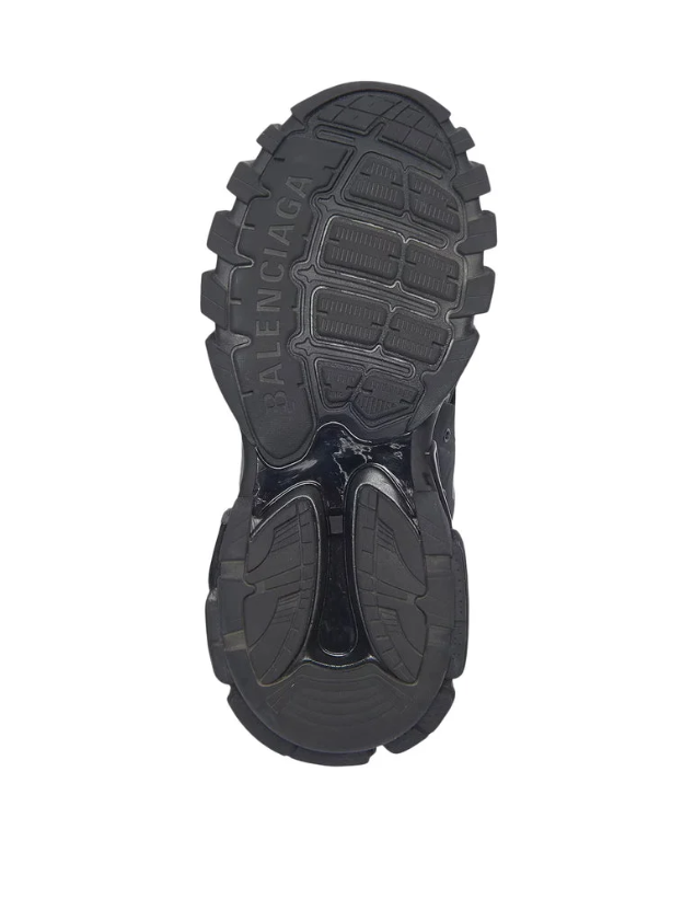 Balenciaga Black Track Sneakers with Cage Overlays and Contrast-Trimmed Laces