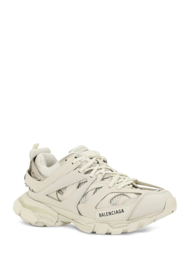 Balenciaga Cream Track Sneakers with Layered Cage Panels and Chunky Sole