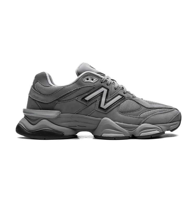 New Balance Grey Mesh Sneakers with Outlined N Logo and Chunky Sole