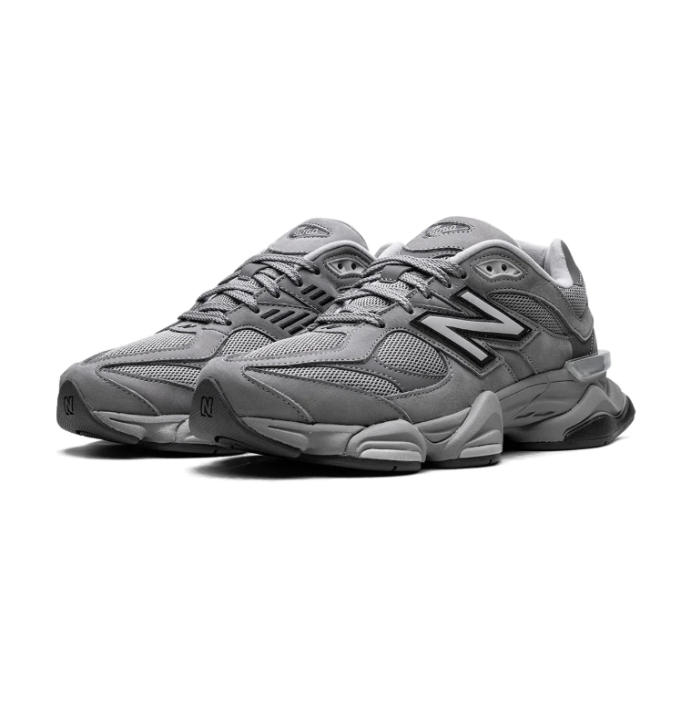 New Balance Grey Mesh Sneakers with Outlined N Logo and Chunky Sole
