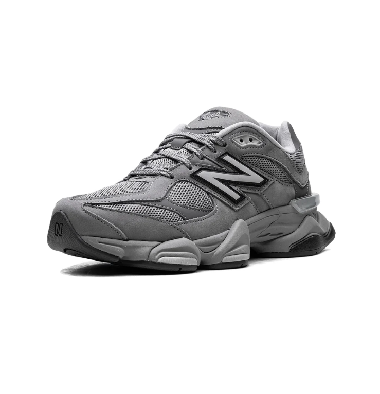New Balance Grey Mesh Sneakers with Outlined N Logo and Chunky Sole