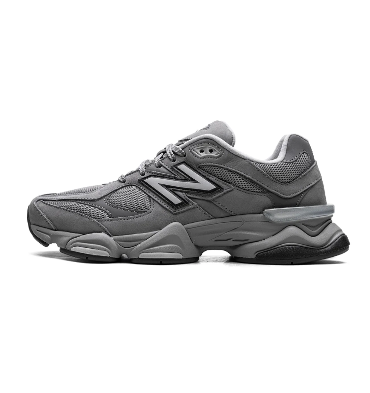 New Balance Grey Mesh Sneakers with Outlined N Logo and Chunky Sole