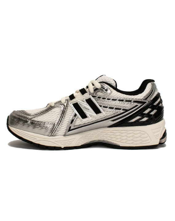 New Balance 1906R Silver and White Mesh Sneakers with Black N Logo